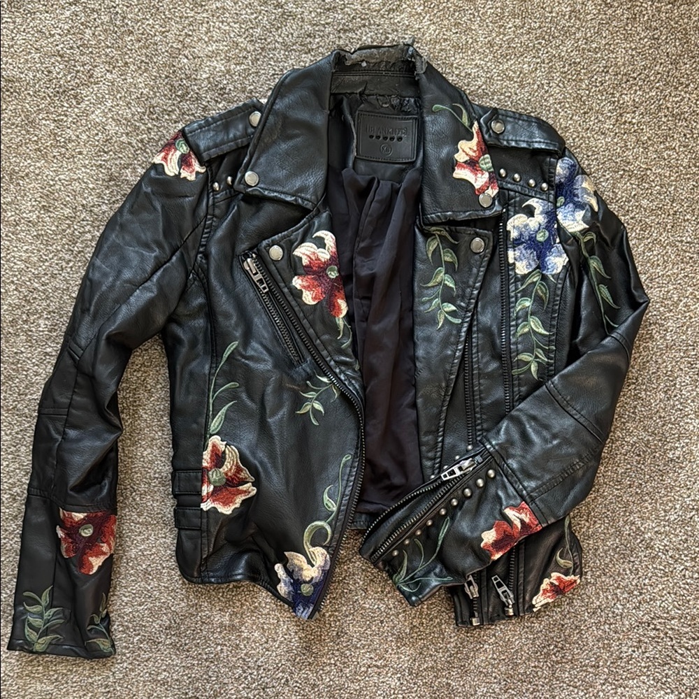 Blank NYC Black Floral Embroidered Jacket